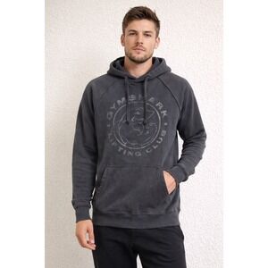 Gymshark Lifting Club Hoodie Mens Medium Washed Black Raglan Pullover